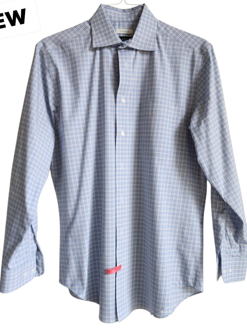 15.5 32/33 Dress Shirt Blue Yellow White Plaid Jos A Bank Traveler Tailored Fit